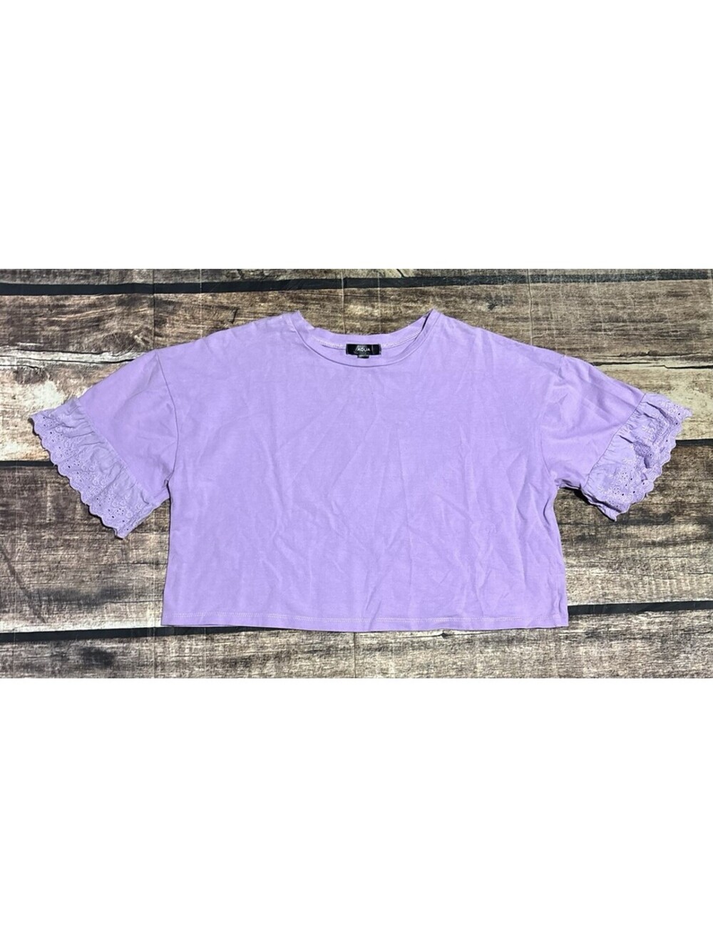 Aqua Top Womens Small Oversized Cotton Stretch Ruffle Sleeves